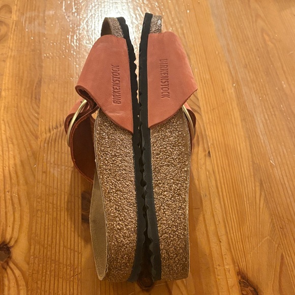 Birkenstock Sandals with Orange Straps and Gold Buckle - Picture 9 of 11